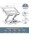 Laptop Stand, Ergonomic Laptop Holder with Heat Vent, Height Adjustable, Aluminum Multi-Angle Laptop Riser Compatible