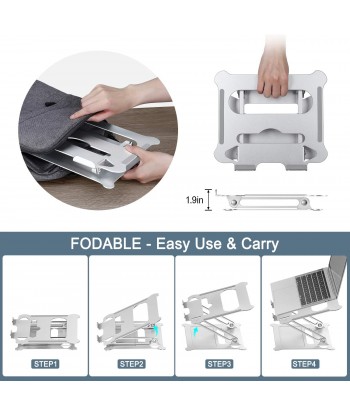 Laptop Stand, Ergonomic Laptop Holder with Heat Vent, Height Adjustable, Aluminum Multi-Angle Laptop Riser Compatible
