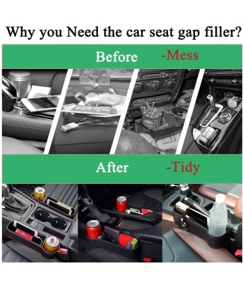 Car Seat Gap Organizer, PU Leather Seat Console Side Pocket Storage Box for Car Accessories Interior (2 Pack)