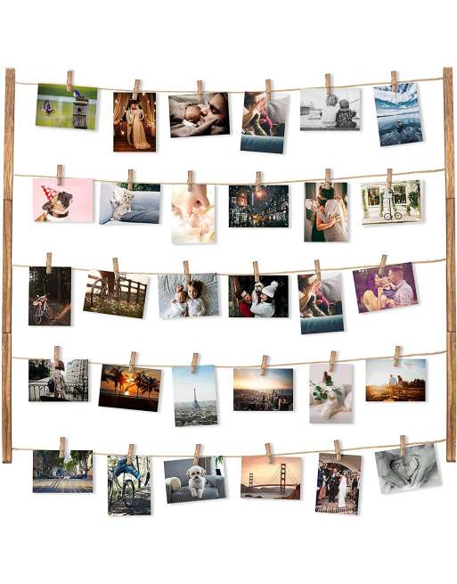 Hanging Photo Display for Wall Decor 30.7X 26 Inch with 30 Clips Picture Hangers Hanging Display Frames for Party/Home