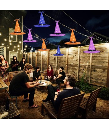 Halloween Witch Hat String Lights Decorations 8Pcs, 8 Modes Halloween Décor for Outdoor, Yard, Indoor, Tree