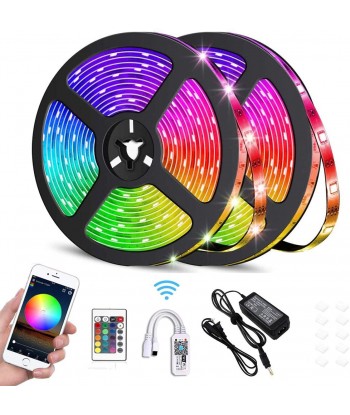 LED Strip Lights, 32.8 ft RGB WiFi Controller Led Light Strip 5050 SMD IP65 Waterproof RGB Flexible Light Strip Kit