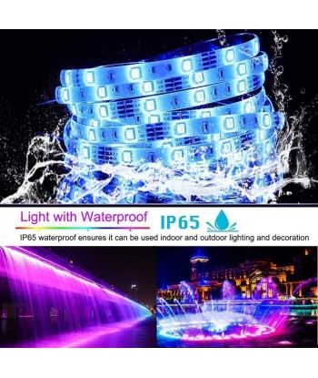 LED Strip Lights, 32.8 ft RGB WiFi Controller Led Light Strip 5050 SMD IP65 Waterproof RGB Flexible Light Strip Kit