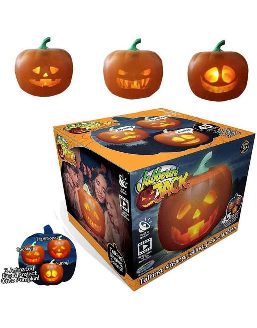 2020 Halloween Flash, Halloween Talking Animated Pumpkin with Built-in Projector & Speaker (3in1)