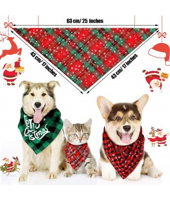 Christmas Pet Scarf Dog Bandana Classic Plaid Triangle Bibs Snowflake Pet Kerchief for Small Medium Large Dogs Cats 10 PCS