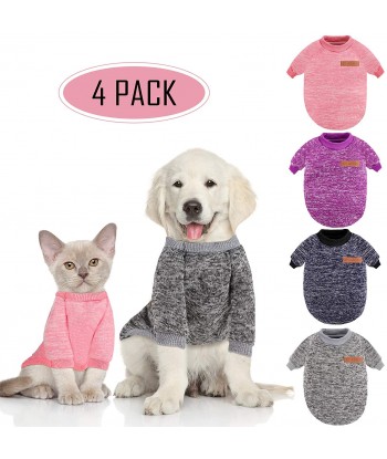 4 Pieces Dog Sweater Winter...