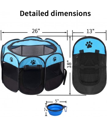 Portable Foldable Pet Playpen Dogs Cats Indoor/Outdoor Use Waterproof Scratch Resistant Pet Bed