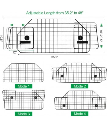 Dog Barrier for SUV's, Cars & Vehicles, Heavy-Duty - Adjustable Pet Barrier, Universal Fit