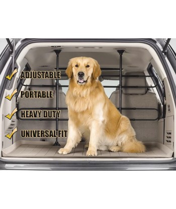 Zone Tech Universal Fit-Adjustable Sturdy-Heavy Duty- Portable -Sleek Shiny Black- Travel - Pet Safety Barrier