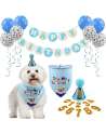 Dog Birthday Bandana Hat with 0-9 Figures Party Supplies Decoration - Banner Balloon Hanging Swirls 1st Birthday Dog Boy Girl