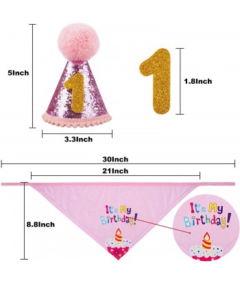 Dog Birthday Bandana Hat with 0-9 Figures Party Supplies Decoration - Banner Balloon Hanging Swirls 1st Birthday Dog Boy Girl