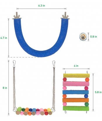 Bird Perch for Cockatiels Parakeet Swing Toys Conures Stand 5 Types of Perches Rough Sand Wood Perch Rope Perch Parrot Hamster