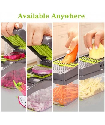 Vegetable Chopper - 12 in 1 Spiralizer Vegetable Slicer - Onion Chopper with Container - Pro Food Chopper