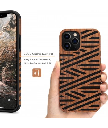 Compatible with iPhone 12 Pro Max Case Easy Grip with Wood Grain Design Slim Hybrid Case
