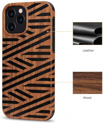 Compatible with iPhone 12 Pro Max Case Easy Grip with Wood Grain Design Slim Hybrid Case