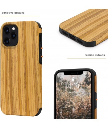 Compatible with iPhone 12 Pro Max Case Easy Grip with Wood Grain Design Slim Hybrid Case