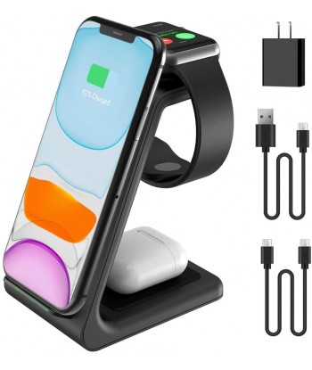 2020 Update Wireless Charging Station, 3 in 1 Wireless Charger, Qi Fast Charging Stand Dock for Apple Watch, AirPods, iPhone