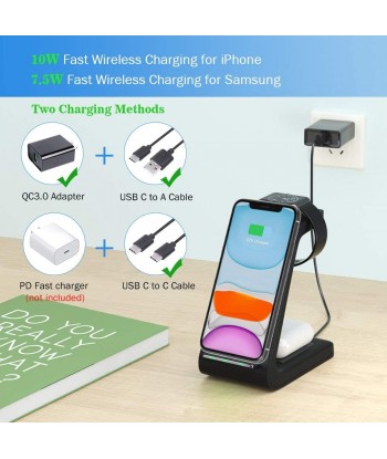 2020 Update Wireless Charging Station, 3 in 1 Wireless Charger, Qi Fast Charging Stand Dock for Apple Watch, AirPods, iPhone