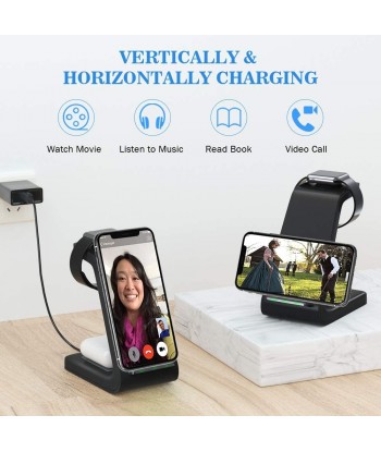 2020 Update Wireless Charging Station, 3 in 1 Wireless Charger, Qi Fast Charging Stand Dock for Apple Watch, AirPods, iPhone