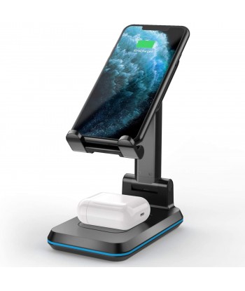 Wireless Charger, Phone Stand 2 in 1 Dual Wireless Charging, Adjustable Phone Holder 10 W Max QI Fast Charge