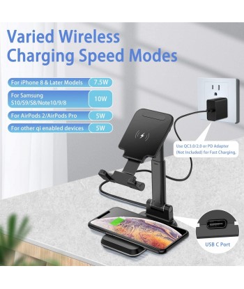 Wireless Charger, Phone Stand 2 in 1 Dual Wireless Charging, Adjustable Phone Holder 10 W Max QI Fast Charge