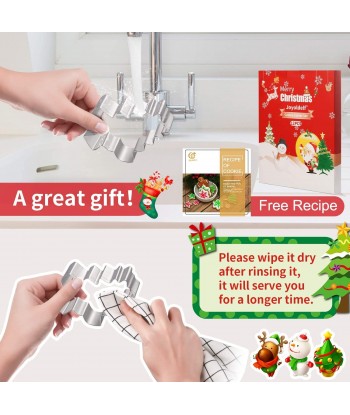 12pcs Christmas Cookie Cutters Set, Metal Biscuit Molds for Party Treat Decoration